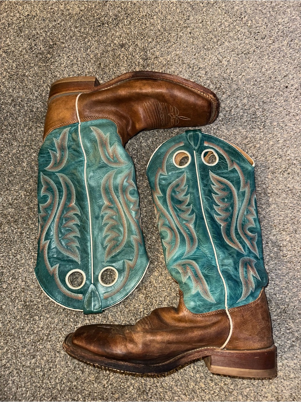 Justin Boots Mens Brown Foot Teal Shaft Western Boots